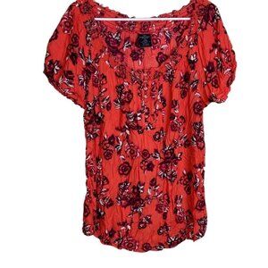 Faded Glory Since 1972 Women's Blouse Color Orange Print Size XL Sku 2448